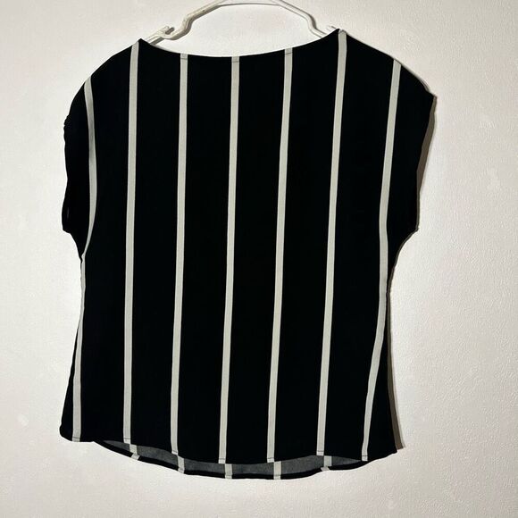 Banana Republic Vertical Stripe Blouse | Black & White | Size Small - Picture 2 of 4